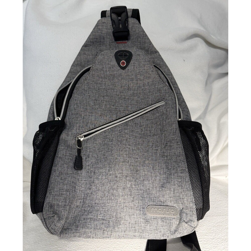 Mosiso Gray/Black Sling Backpack 15L Fits 15in Laptop Mesh Pockets Zip